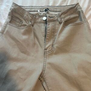 Tan High-Waisted Pants